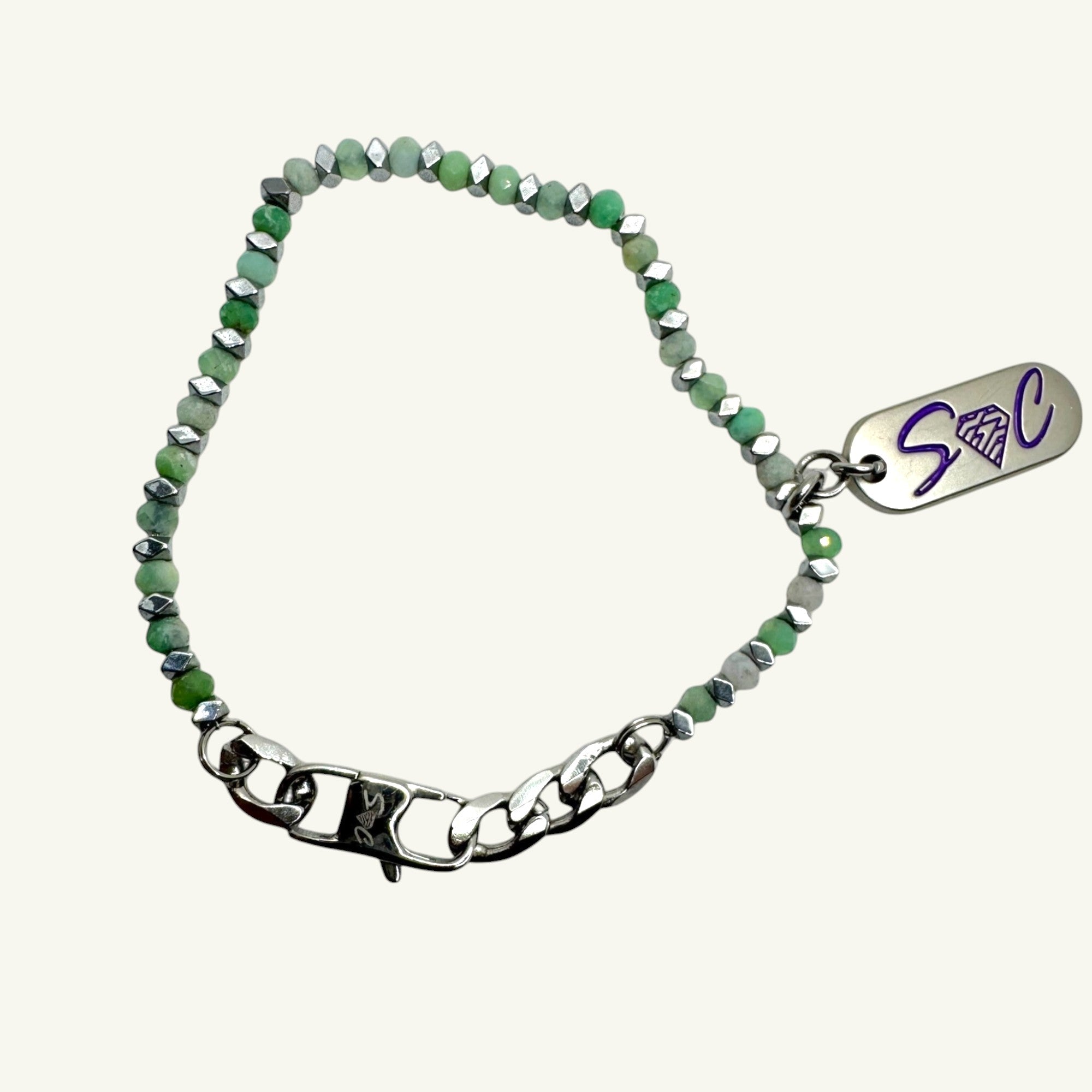 Bracciale crisoprasio sfaccettato 3x3 mm Sharifa Crystals